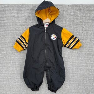 NFL Pittsburgh Steelers Baby Infant One Piece Bunting Hooded Black Gold 6 9 Mos